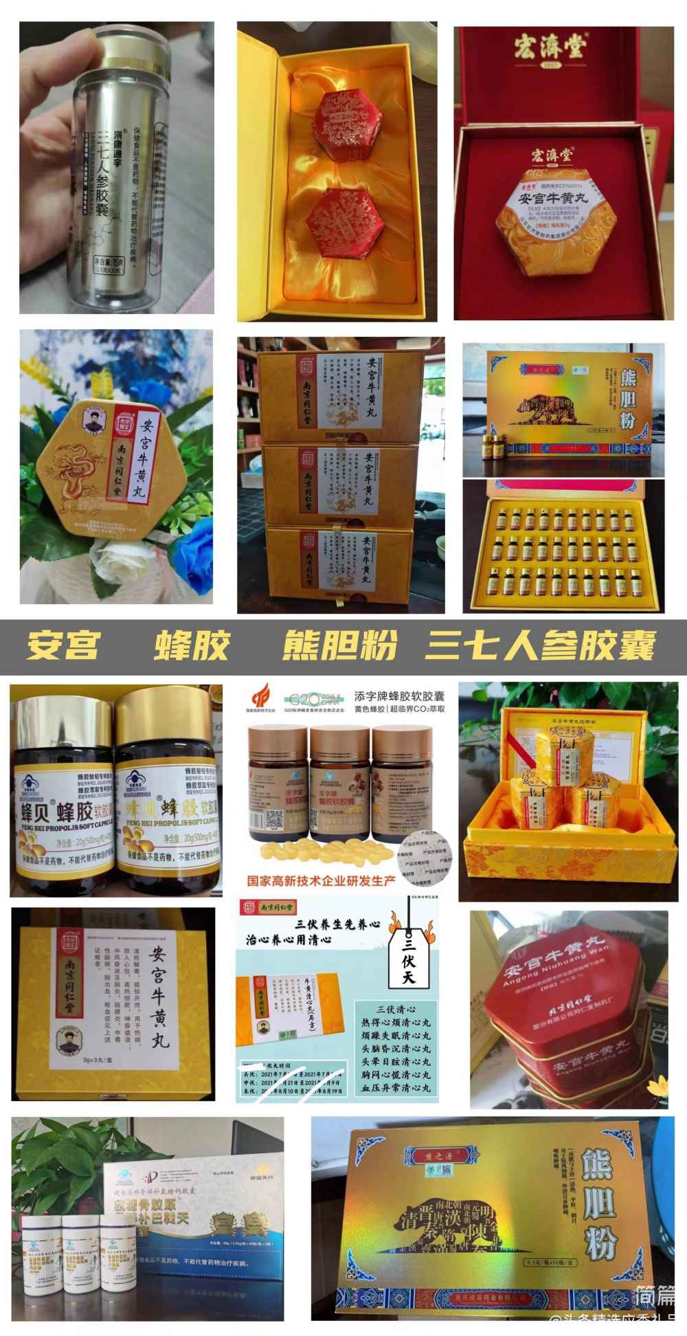 安宫蜂胶熊胆粉 三七人参胶囊